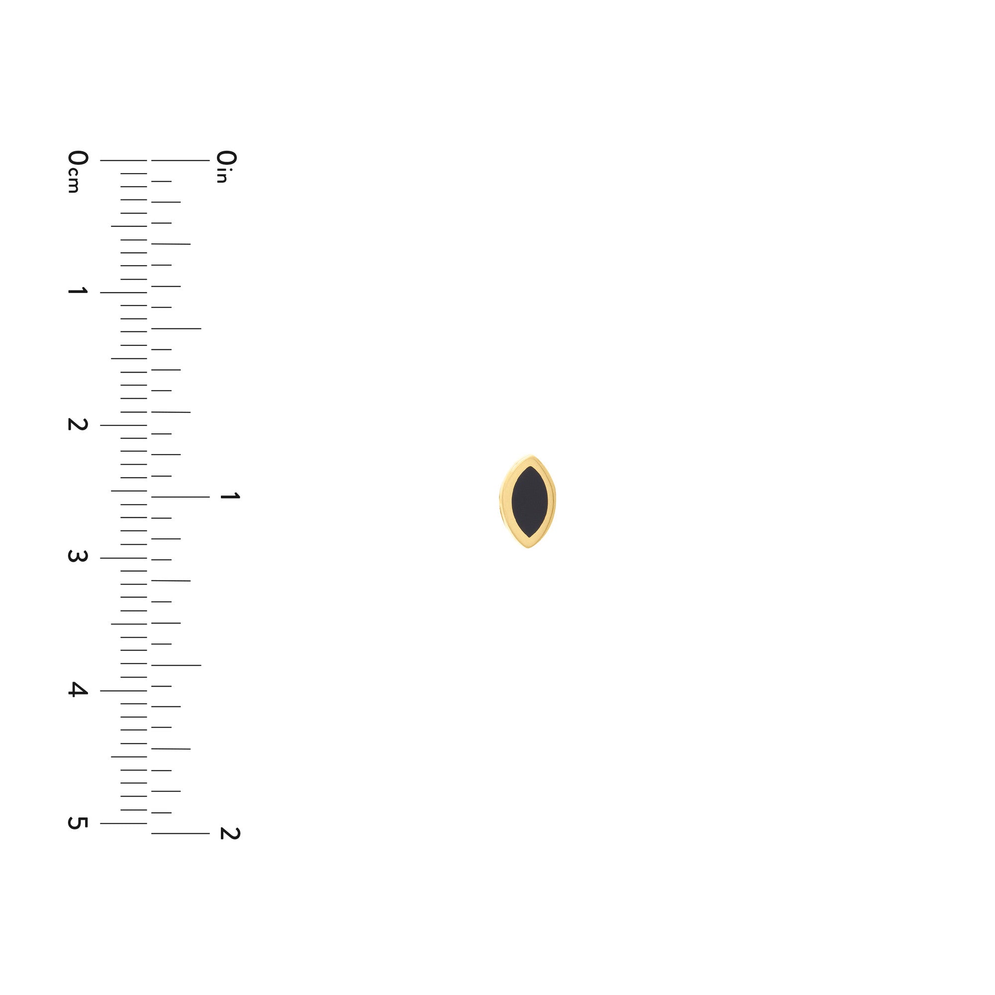 14k Yellow Gold Black Enamel Marquise Stud Earrings, 5mm