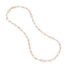 14k Rose Gold Paperclip Chain Necklace, 3mm