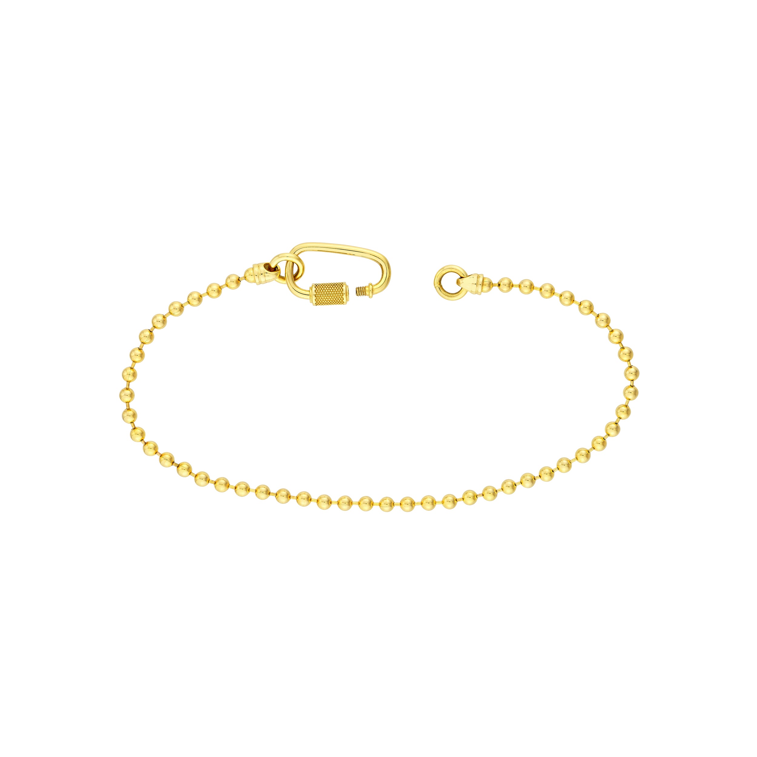 Real 14k Yellow Gold Unisex Oval Twist Barrel Lock Bead Bracelet, 8.5 Inch