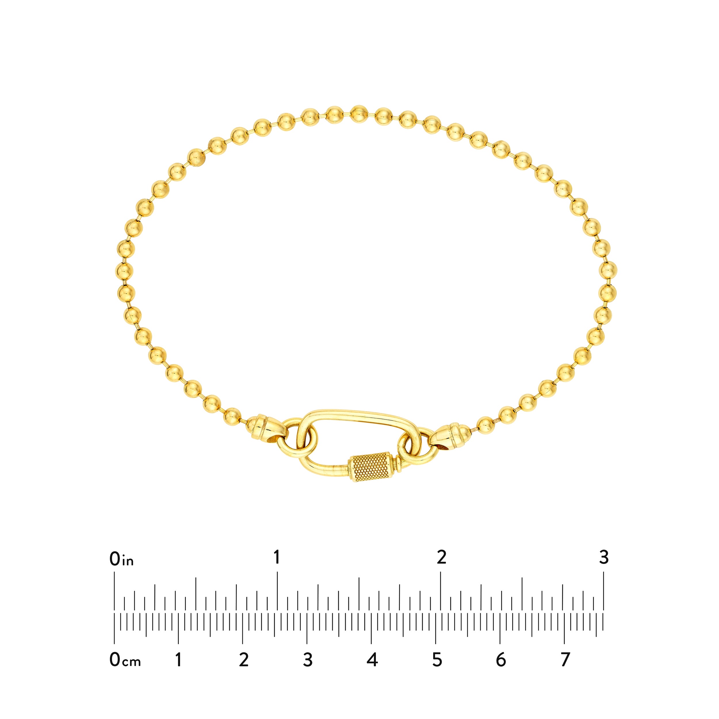 Real 14k Yellow Gold Unisex Oval Twist Barrel Lock Bead Bracelet, 8.5 Inch