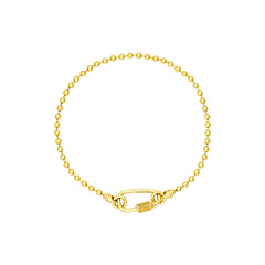 Real 14k Yellow Gold Unisex Oval Twist Barrel Lock Bead Bracelet, 8.5 Inch