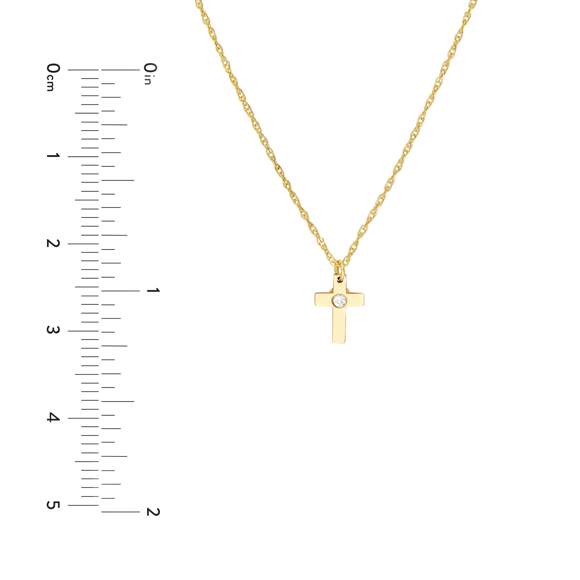 14k Yellow Gold Diamond Cross Pendant Necklace, Adjustable Chain 16-18 Inches