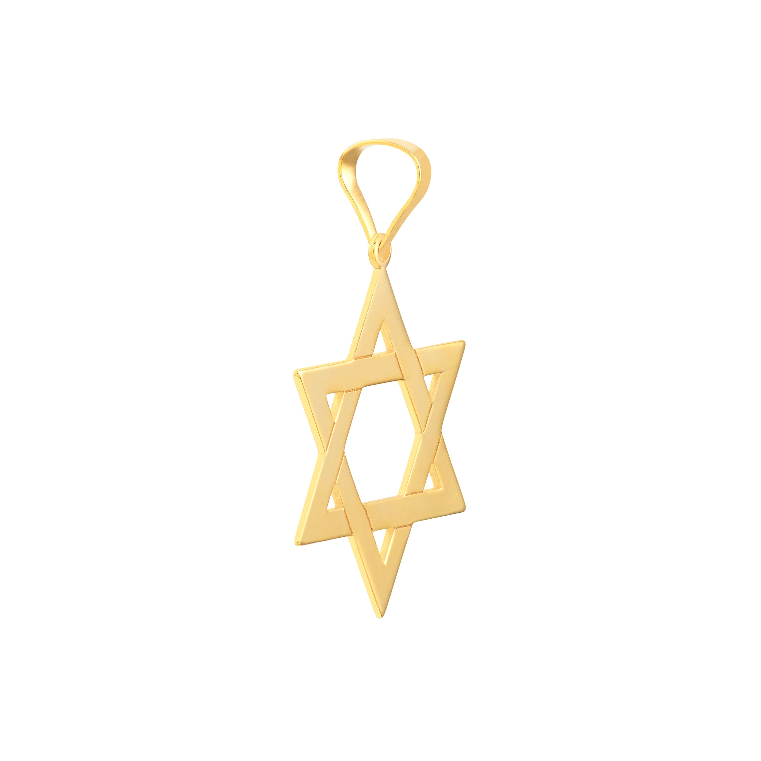 14k Yellow Real Gold Star of David Woven Pendant