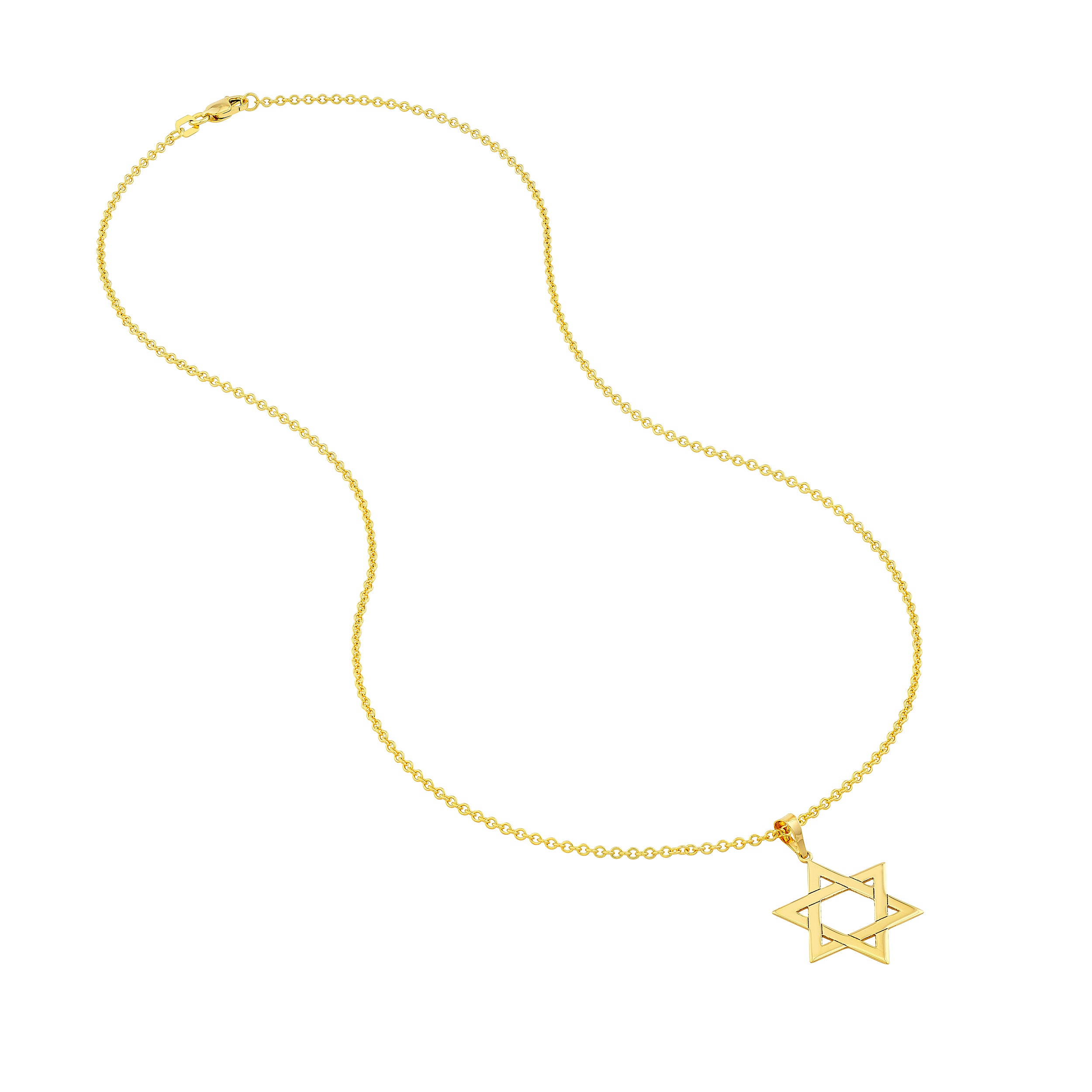 14k Yellow Real Gold Star of David Woven Pendant