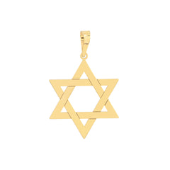 14k Yellow Real Gold Star of David Woven Pendant