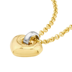 14k Yellow and White Gold Heart Pendant Adjustable Necklace, 18"