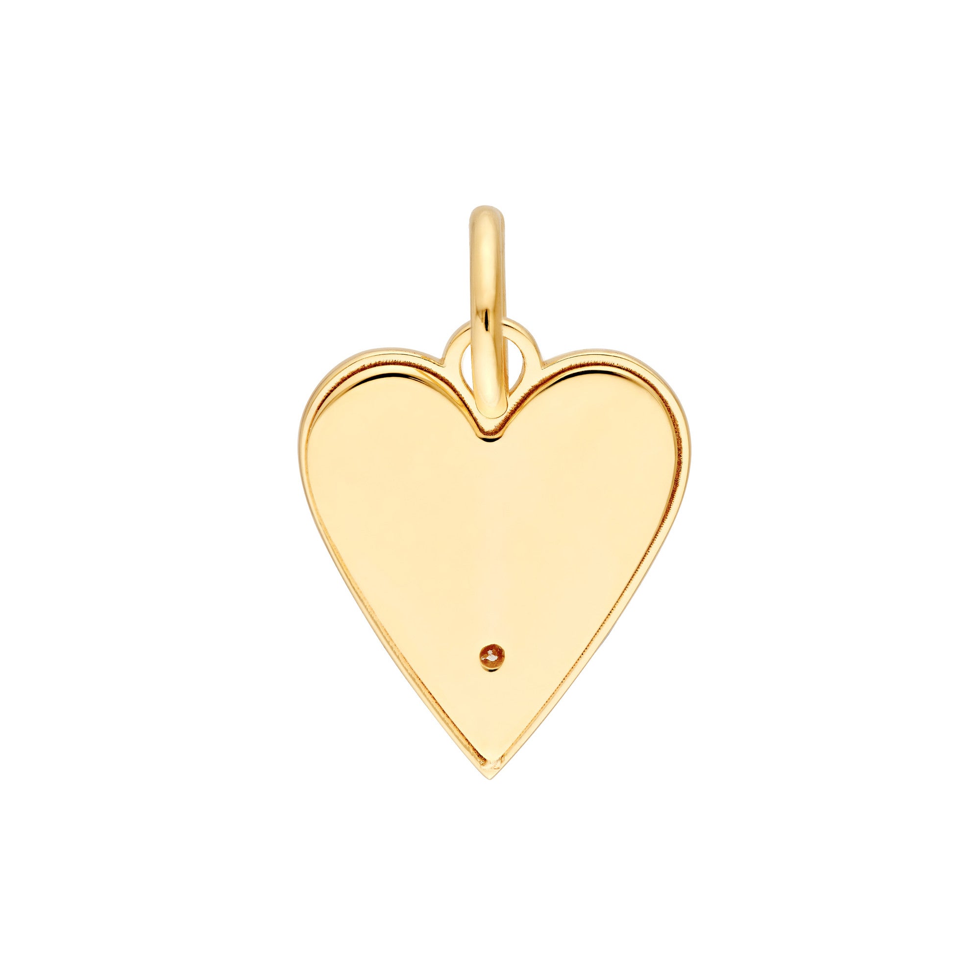 14k Yellow Gold Diamond Fluted Heart Charm Pendant, 15mm