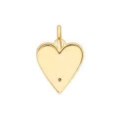 14k Yellow Gold Diamond Fluted Heart Charm Pendant, 15mm