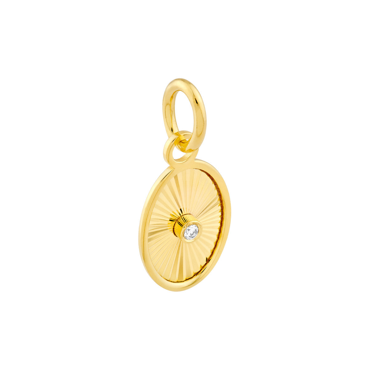 14K Yellow Gold Diamond Oval Pendant,15mm