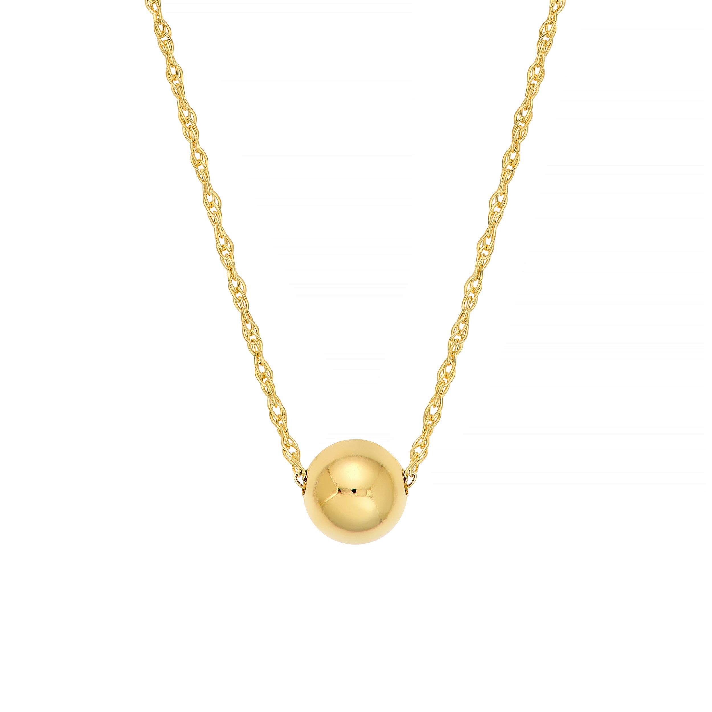 Jewelry Affairs 14k Yellow Gold Polished Puffy Ball Bead Slider Pendant Necklace
