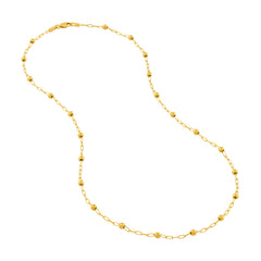 14k Yellow Gold Beaded Paper Clip Chain 18 Inch