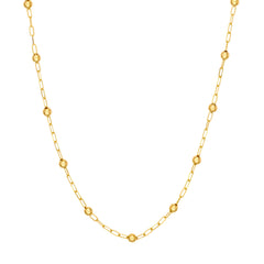 14k Yellow Gold Beaded Paper Clip Chain 18 Inch