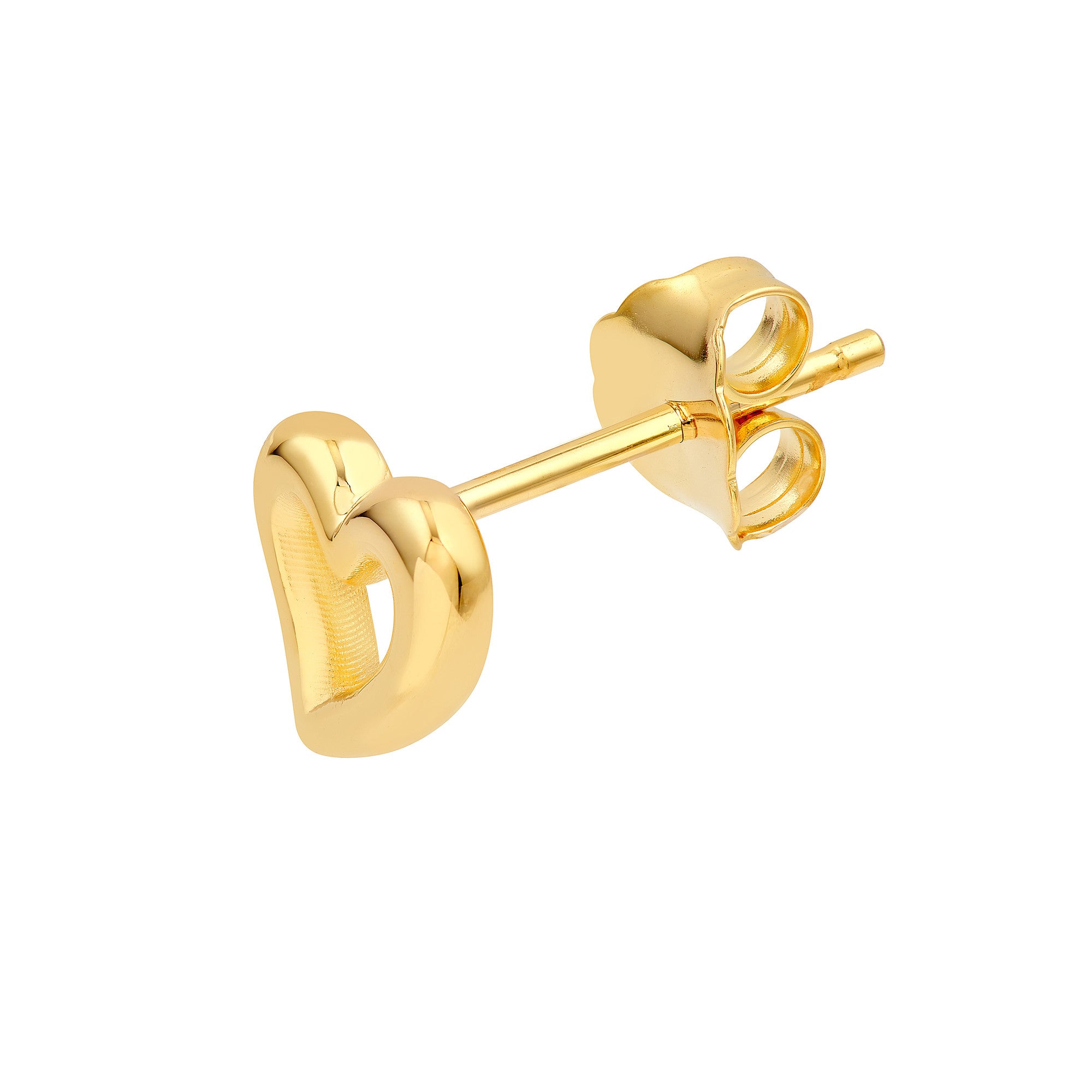 14K Yellow Gold Open Heart Stud Earrings, 6mm