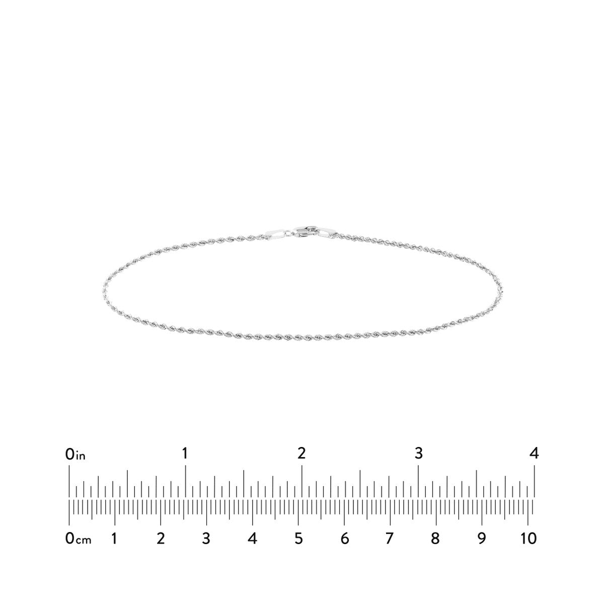 14K Yellow Gold Rope Chain Anklet, 1.8mm, 10 Inch, Lobster Lock