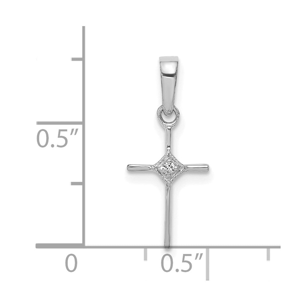 Real Solid Gold Diamond religious Cross Pendant, 20x8mm