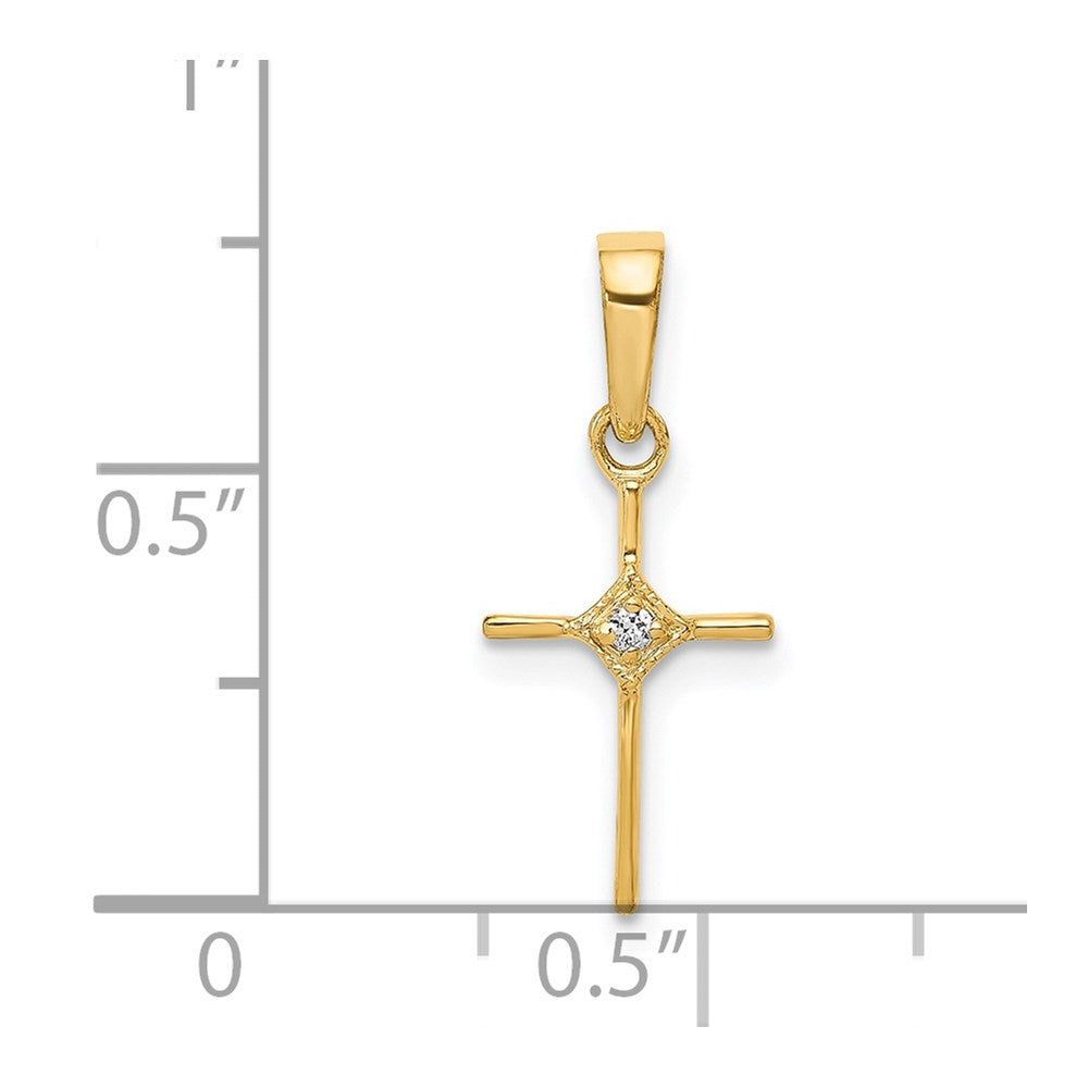 Real Solid Gold Diamond religious Cross Pendant, 20x8mm