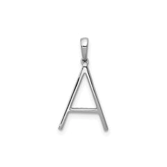 14K White Gold Diamond Letter Initial Pendant, 19x11mm