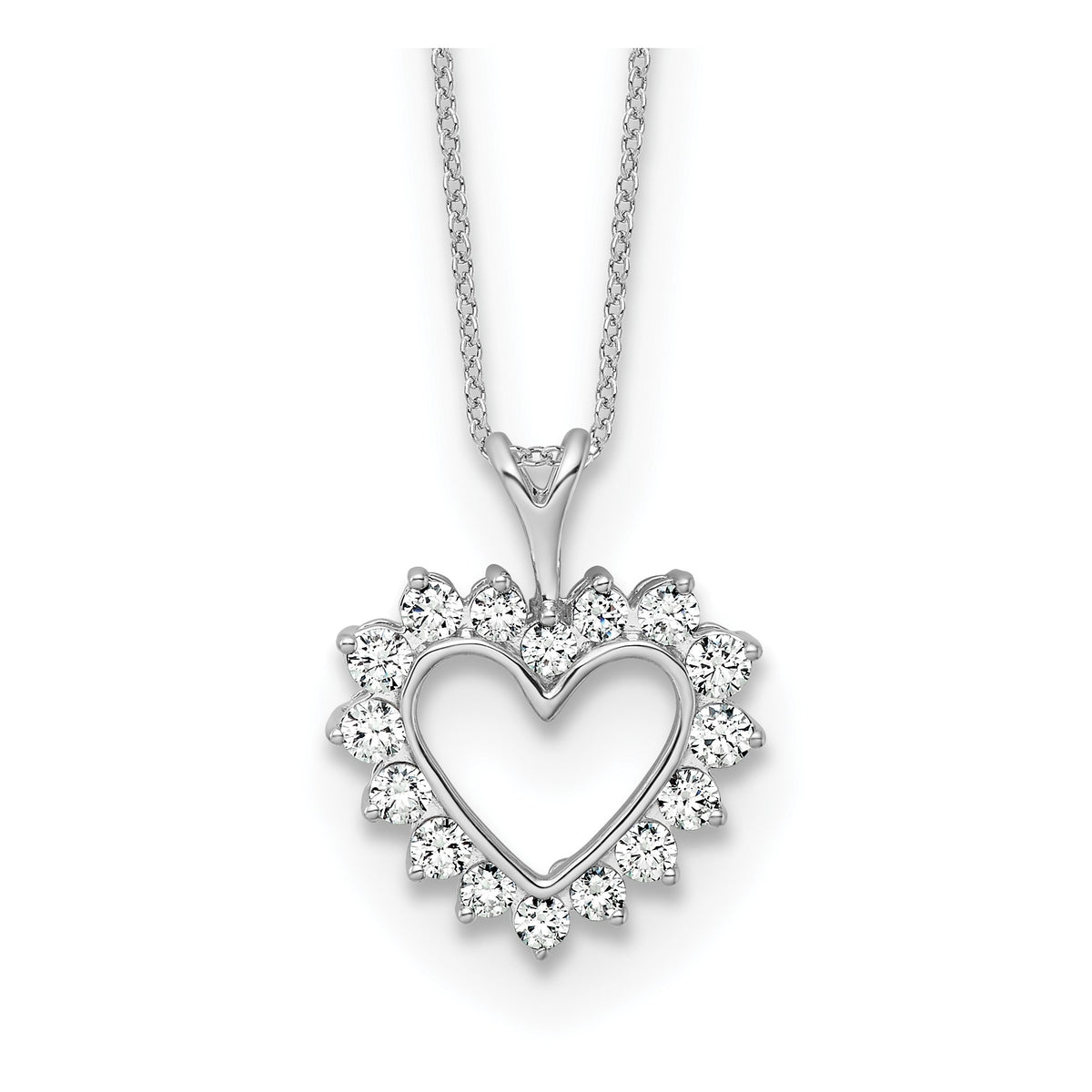 Solid Gold Lab Grown Diamond Heart Pendant Necklace, 18 Inch