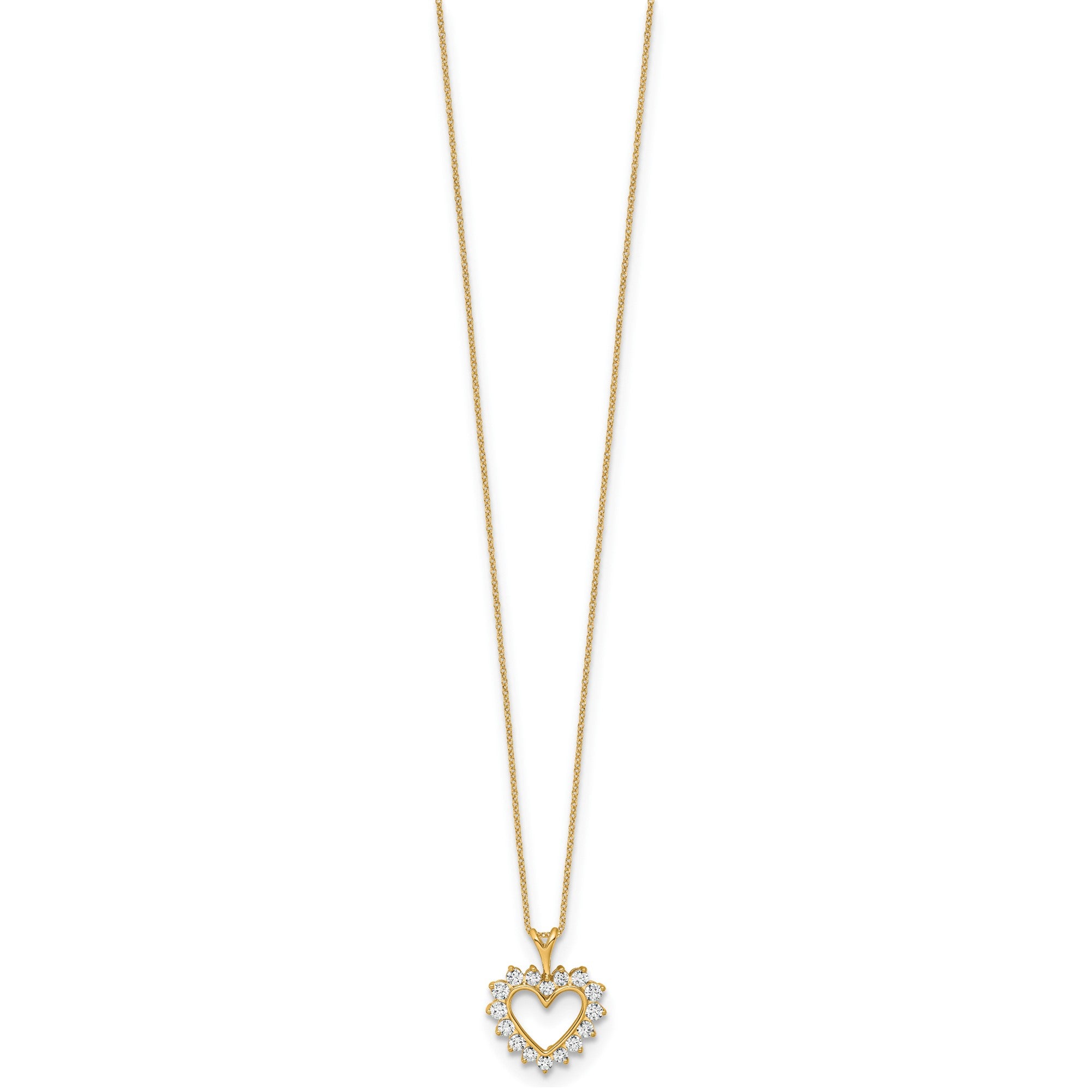 Solid Gold Lab Grown Diamond Heart Pendant Necklace, 18 Inch