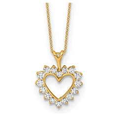 Solid Gold Lab Grown Diamond Heart Pendant Necklace, 18 Inch