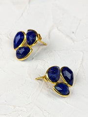 Lapis Cluster Stud Earrings fine designer jewelry for men and women