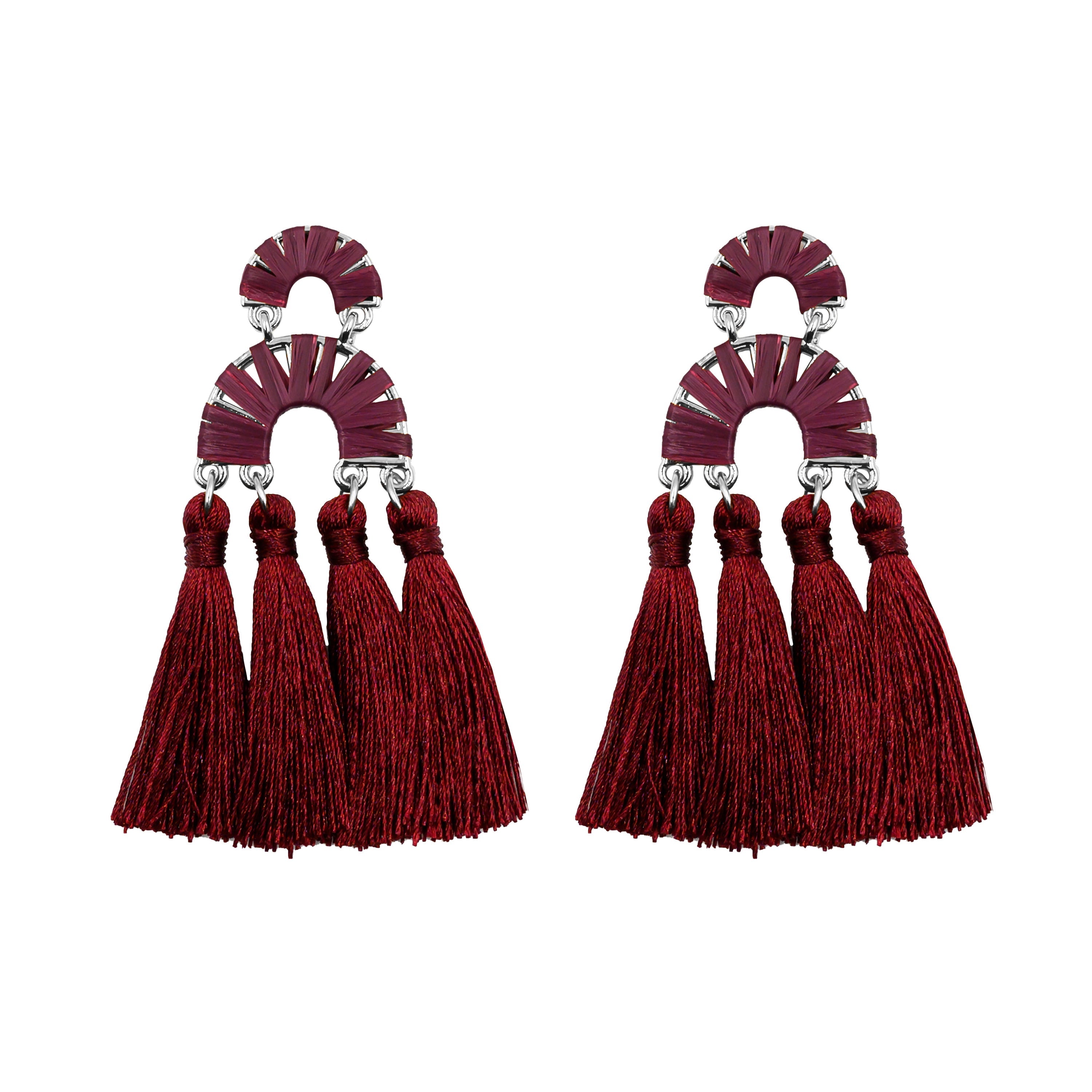 Pavlova Collection - Silver Maroon Earrings fine designer jewelry for men and women