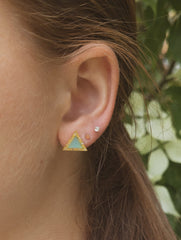 Pyramid Gem Stud Earrings fine designer jewelry for men and women
