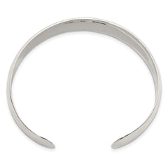 Sterling Silver Polished 13.5mm Domed Hammered Cuff Bangle