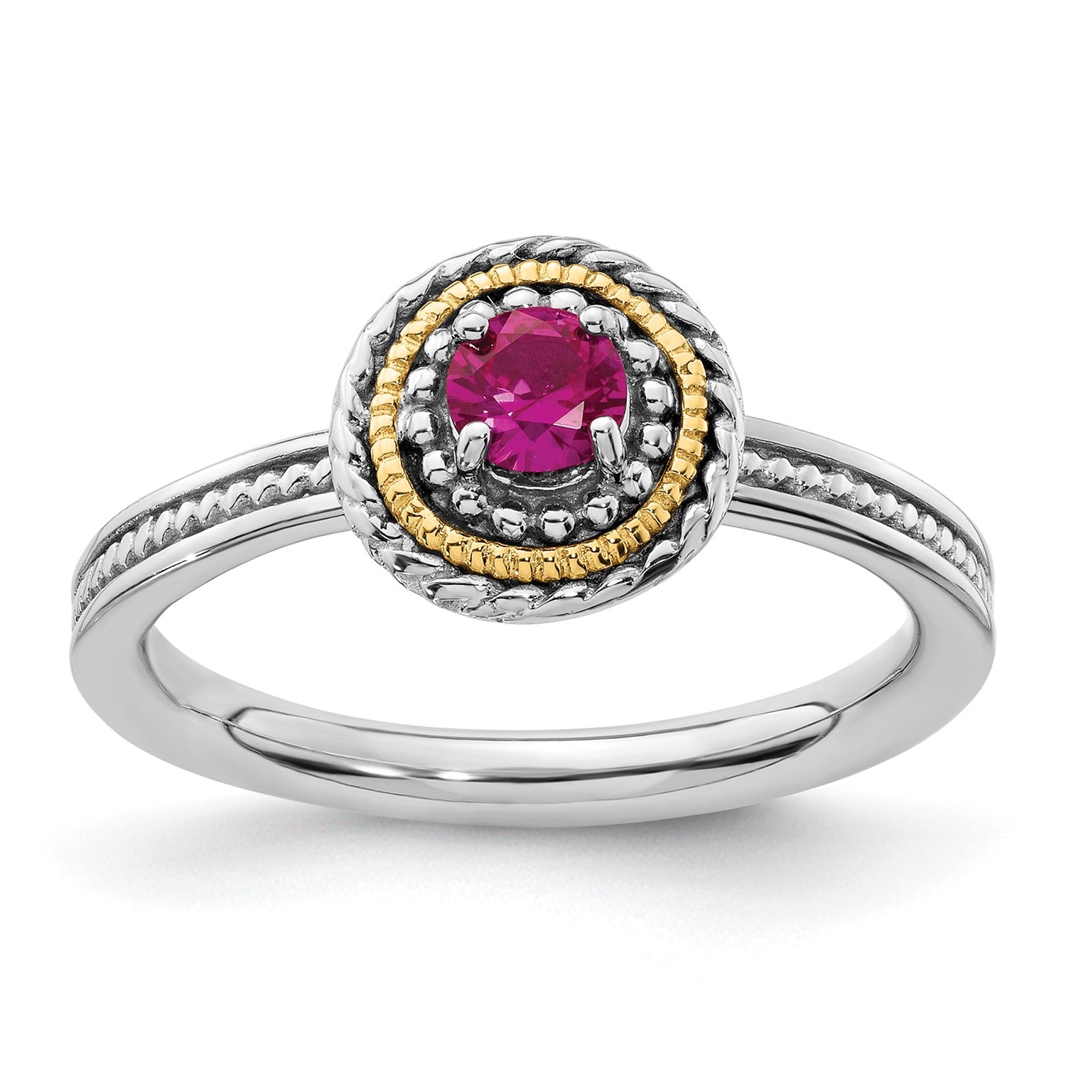 Sterling Silver and 14k Yellow Gold Stackable Expressions Sterling Silver Birthstone Ring fine designer jewelry for men and women