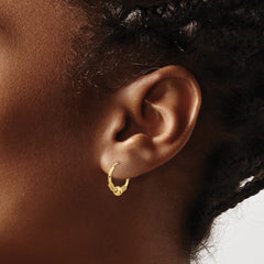 14k Yellow Gold Endless Hoop And Beads Earrings, 10mm