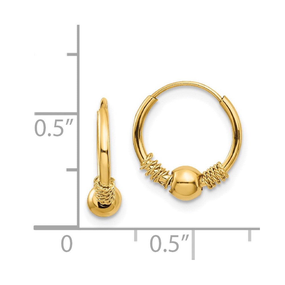14k Yellow Gold Endless Hoop And Beads Earrings, 10mm
