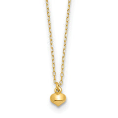 14K Yellow Gold Puffed Heart Pendant Necklace, 16.5 inches
