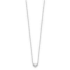 14k White Gold Polished Puffed Heart Pendant 16.5 inch Necklace