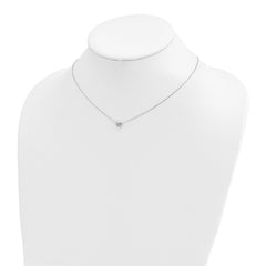 14k White Gold Polished Puffed Heart Pendant 16.5 inch Necklace