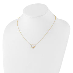14K Yellow Gold Open Heart with LOVE Inside Adjustable 17 inch Necklace