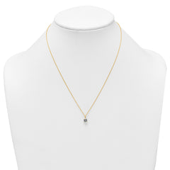 14K Yellow Gold CZ Solitaire Pendant Necklace, 18"