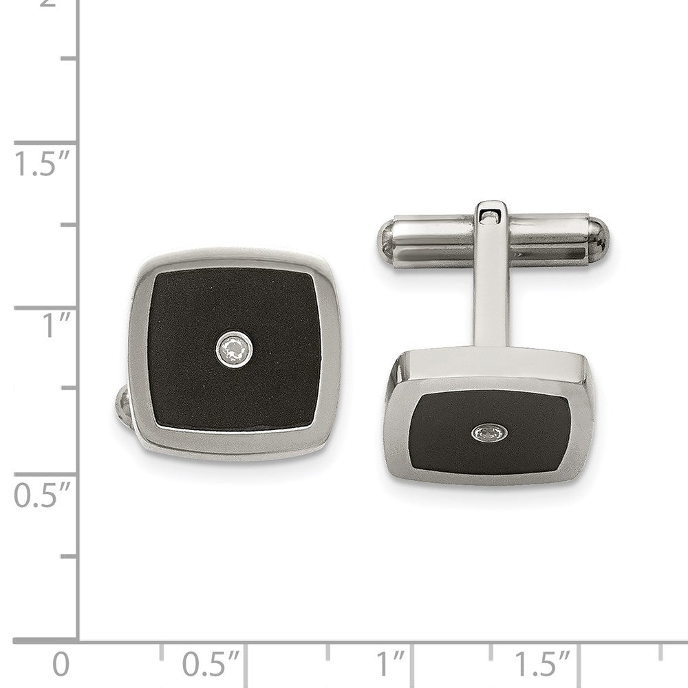 Chisel Stainless Steel Polished Enameled CZ Cufflinks fine designer jewelry for men and women