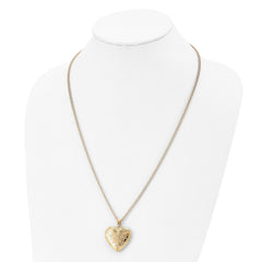 Yellow Heart Locket Pendant on a 24 inch Curb Chain Necklace