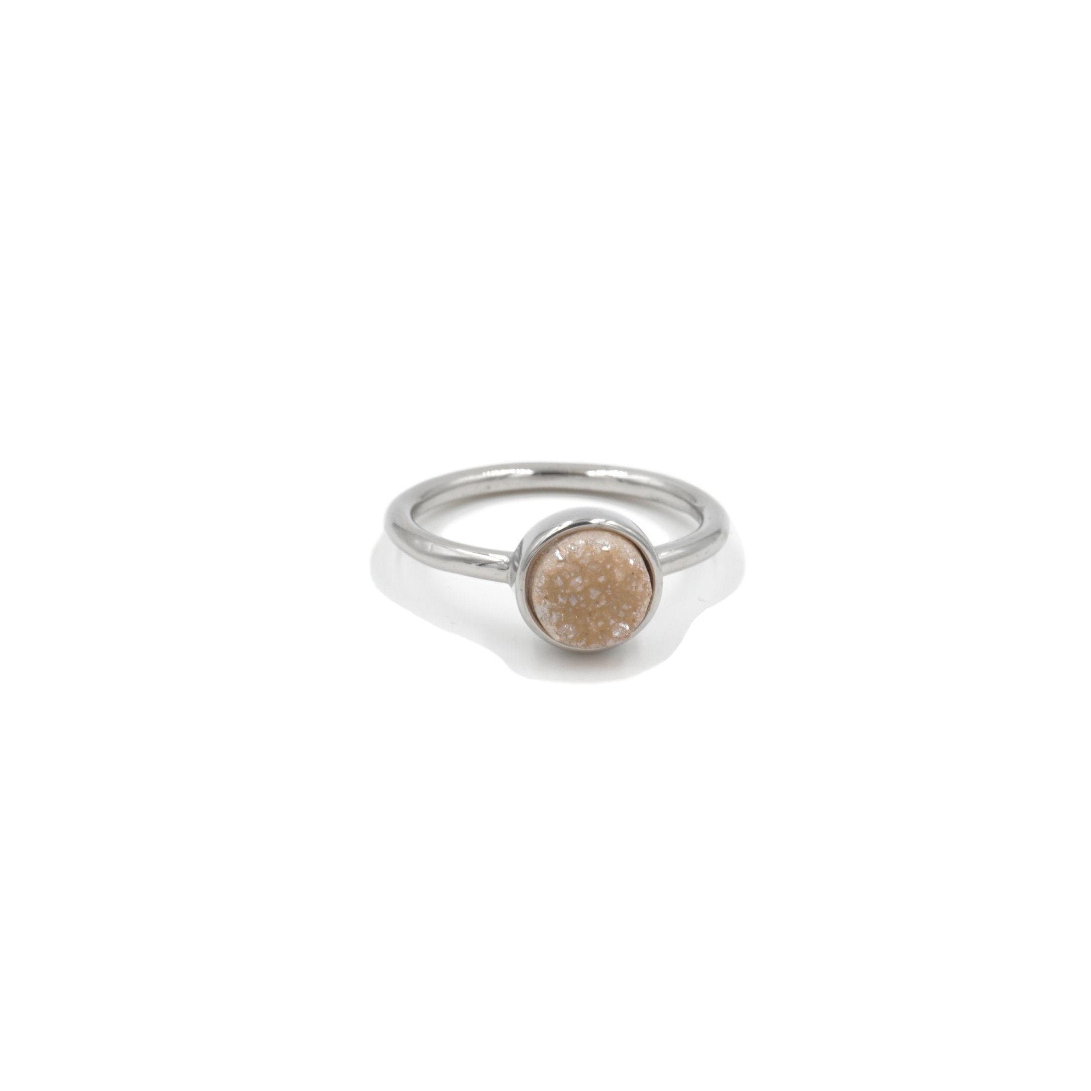 Stone Collection - Silver Amber Quartz Ring fine designersmykker for menn og kvinner