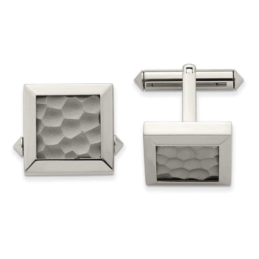 Chisel Titanium Polished and Hammered Cuff Links fine designer jewelry for men and women