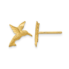 14k Real Gold Hummingbird Stud Earrings, 14mm