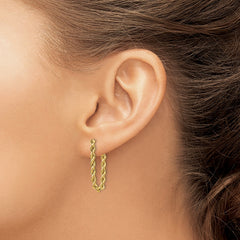 14K Yellow Gold Rope Chain Drop Earrings, 28mm Length, Twisted Design