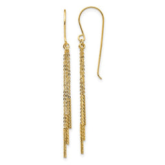 14K Yellow Gold Strand Chain Tassel Drop Earrings