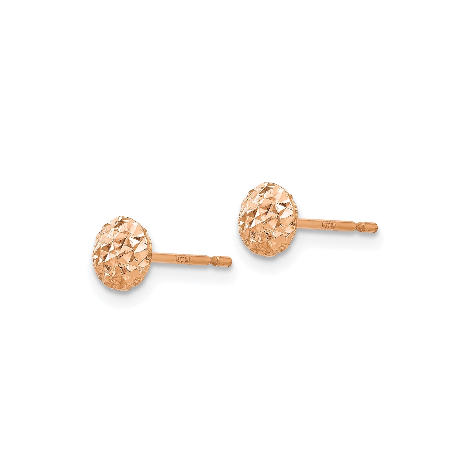 14K Rose Gold 5mm Diameter Puffed Circle Stud Earrings