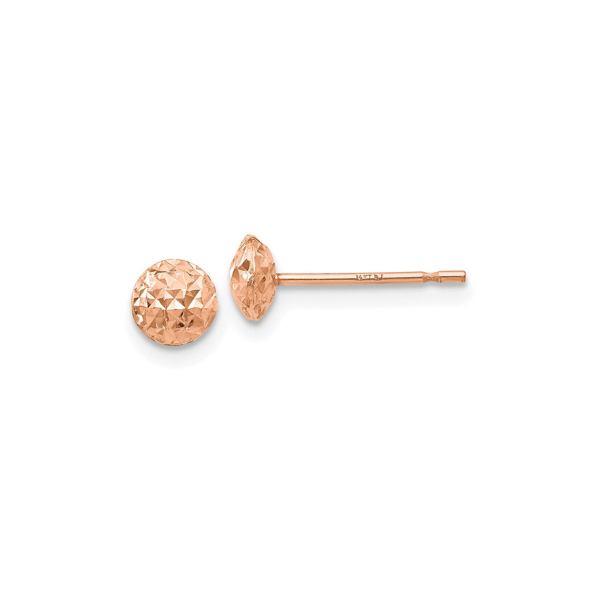 14K Rose Gold 5mm Diameter Puffed Circle Stud Earrings