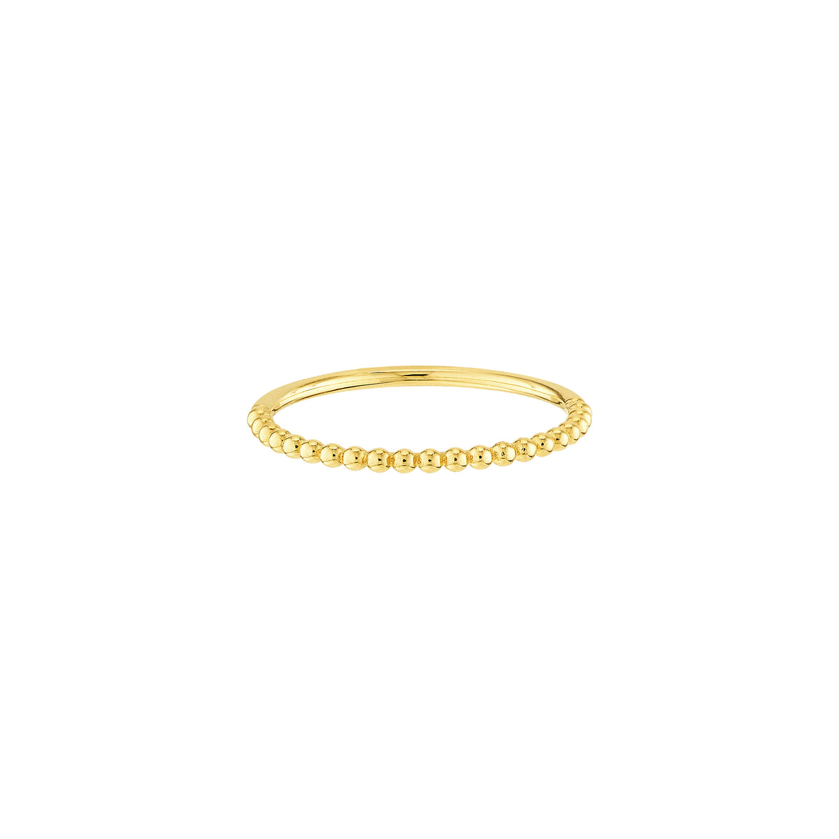 14k Real Yellow Gold Beaded Single Row Ring