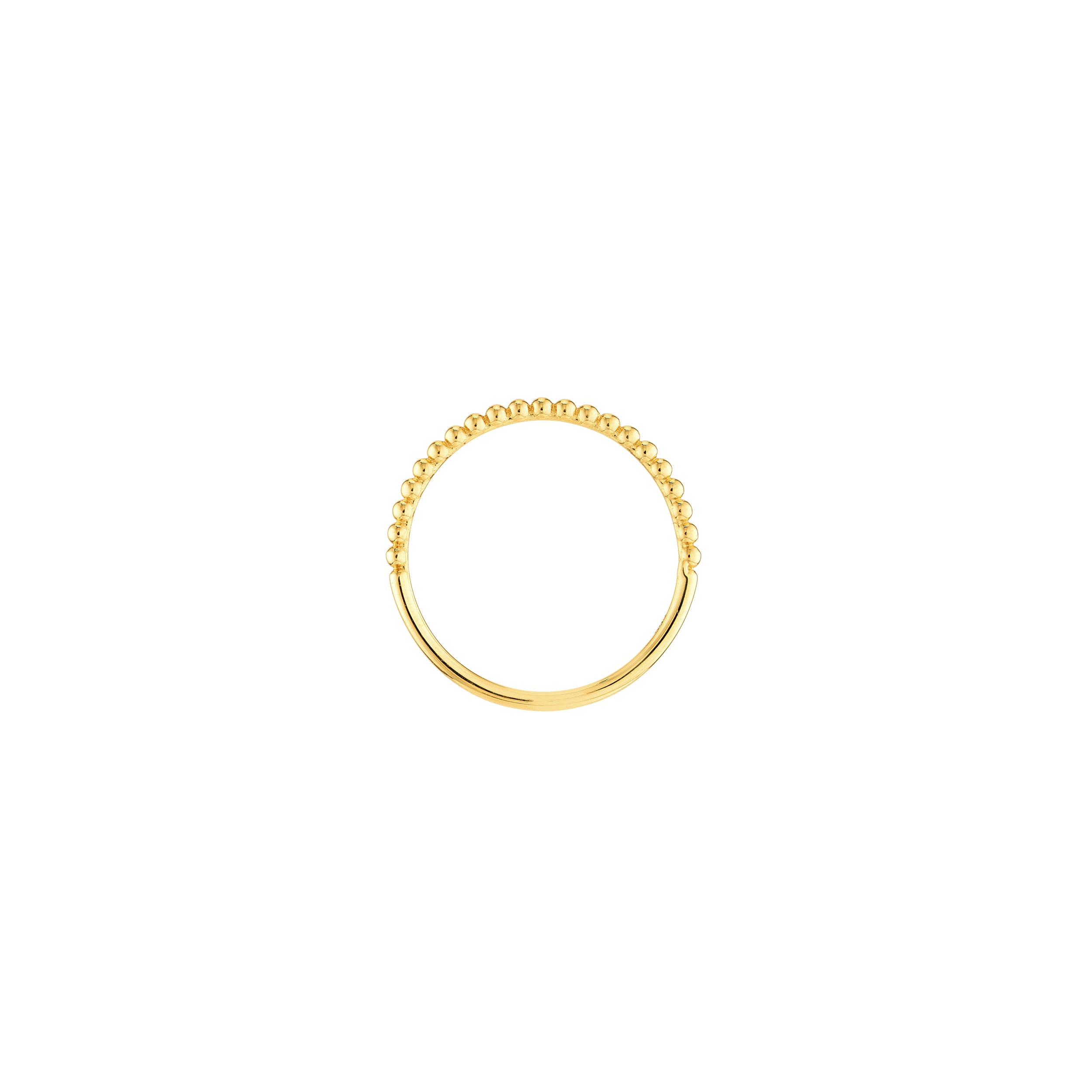 14k Real Yellow Gold Beaded Single Row Ring