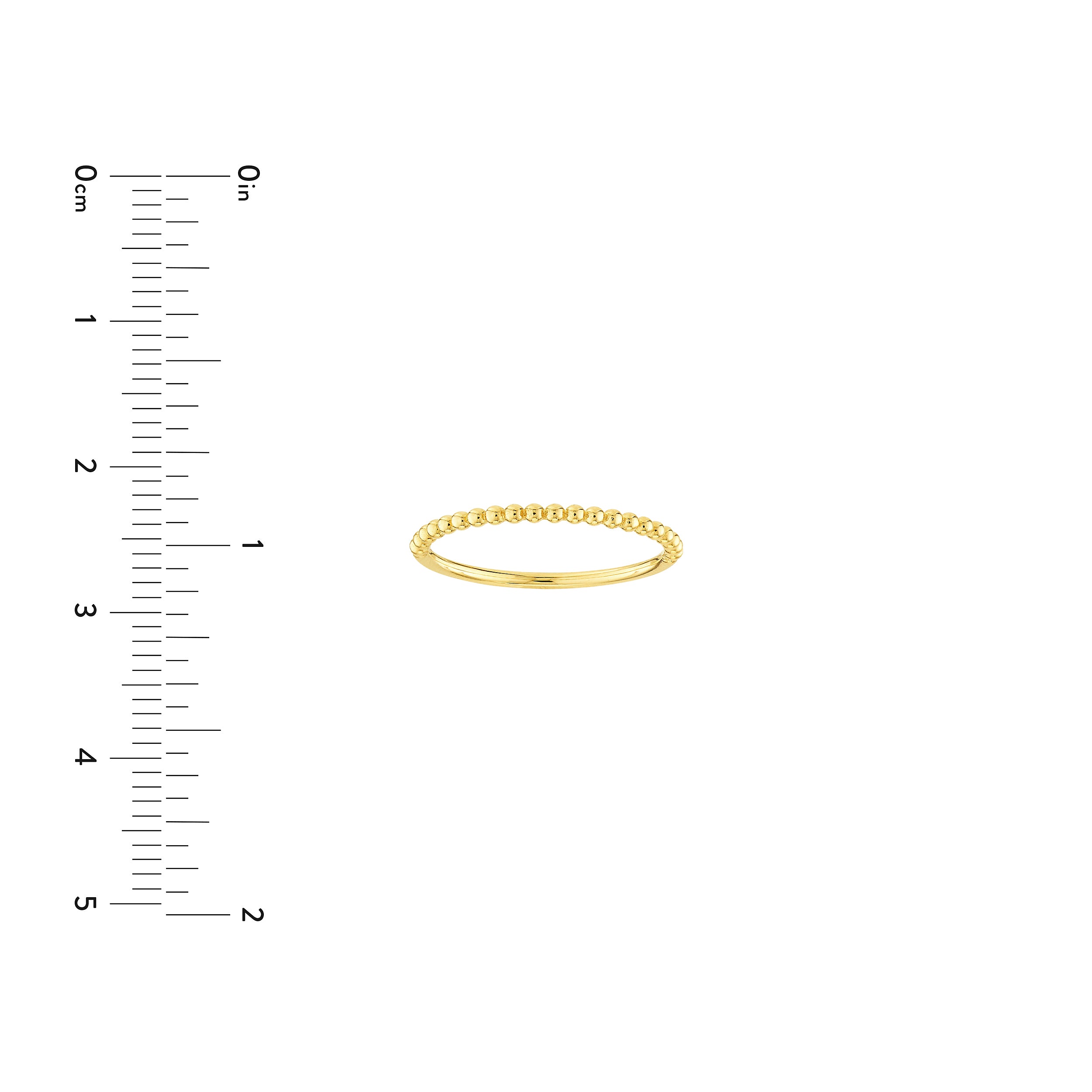 14k Real Yellow Gold Beaded Single Row Ring