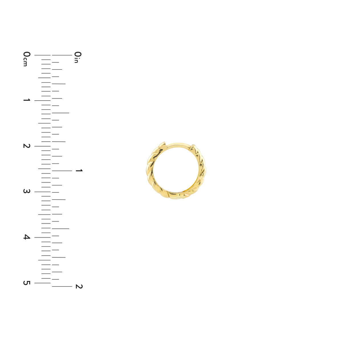 14k Yellow Gold Ribbed Hoop Earrings, 13mm Diameter