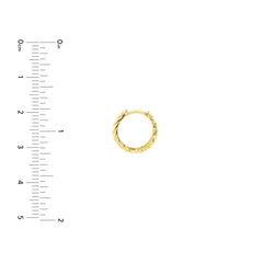 14k Yellow Gold Ribbed Hoop Earrings, 13mm Diameter